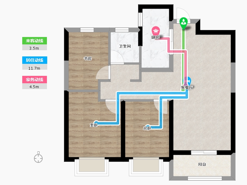 陕西省-西安市-融创西安宸院-71.30-户型库-动静线