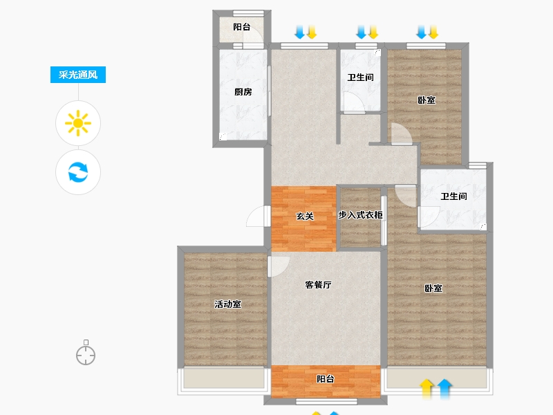 甘肃省-兰州市-保利领秀山-110.54-户型库-采光通风