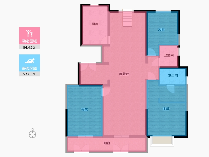 陕西省-西安市-融创西安宸院-124.81-户型库-动静分区