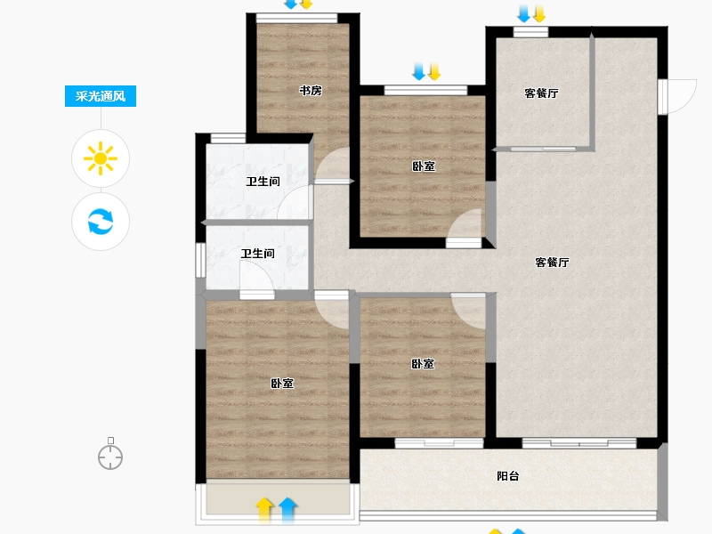 江苏省-苏州市-建发尚虞院-102.00-户型库-采光通风