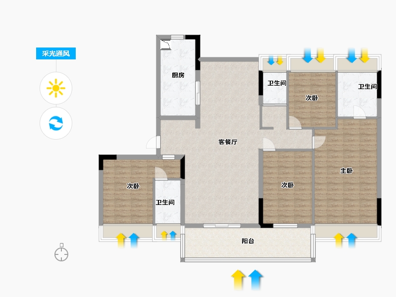 江苏省-盐城市-建湖碧桂园-144.00-户型库-采光通风