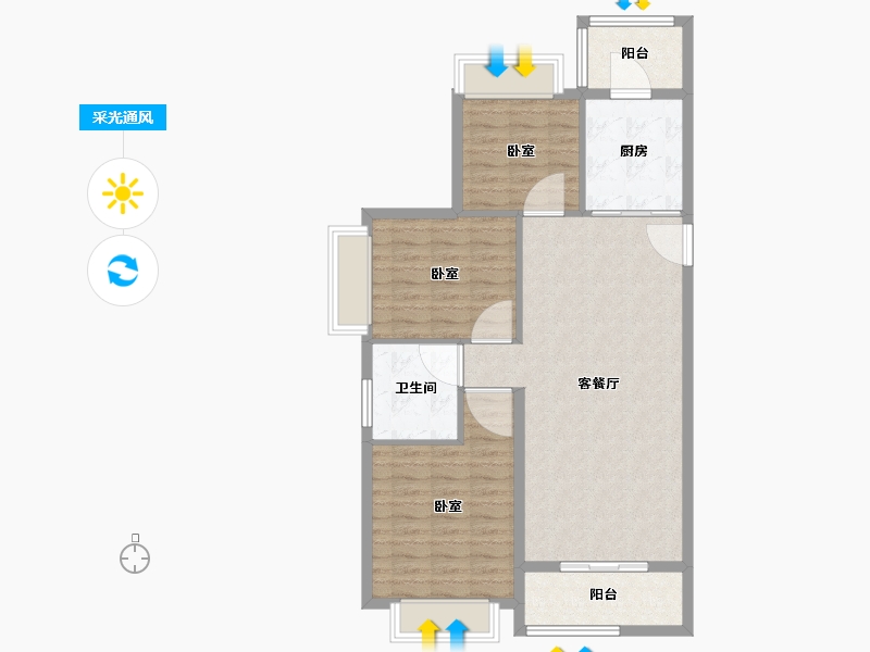 河北省-邯郸市-恒大翡翠御庭-90.00-户型库-采光通风