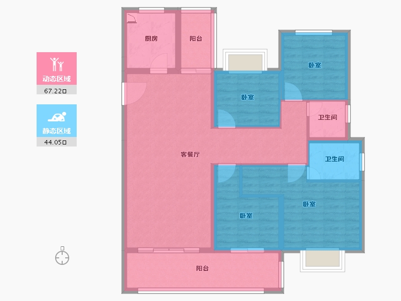 云南省-楚雄彝族自治州-楚雄中梁国宾府-99.34-户型库-动静分区