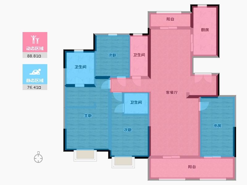 陕西省-西安市-融创西安宸院-147.98-户型库-动静分区