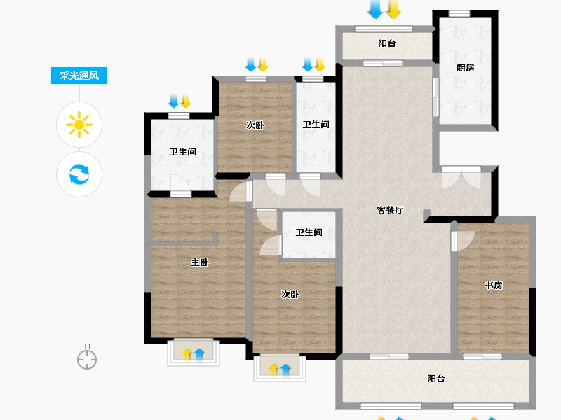 陕西省-西安市-融创西安宸院-147.98-户型库-采光通风