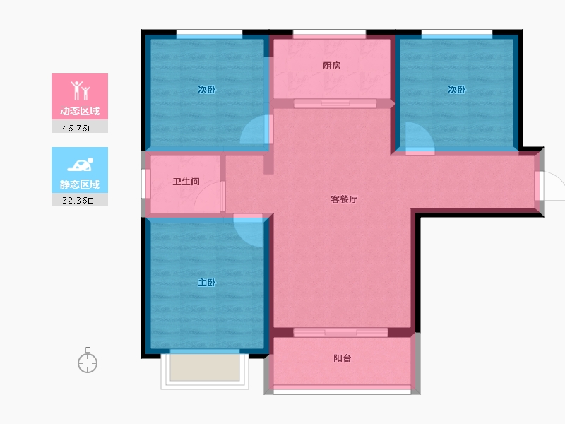 陕西省-榆林市-多丰•水岸绿洲-69.88-户型库-动静分区