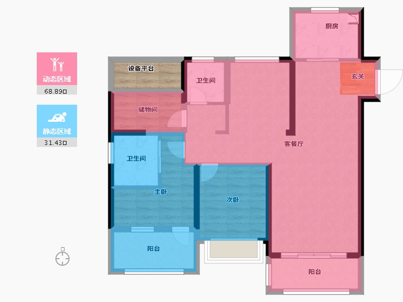 江苏省-南京市-中南上悦花苑-92.00-户型库-动静分区