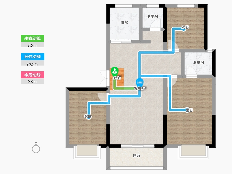 陕西省-宝鸡市-金色米兰-87.39-户型库-动静线