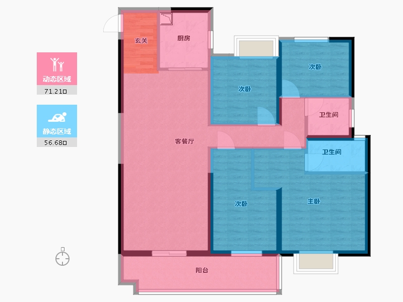 江苏省-盐城市-碧桂园剑桥郡-114.40-户型库-动静分区