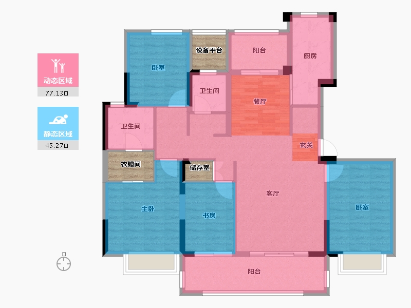 江苏省-苏州市-融创太湖御园-116.48-户型库-动静分区