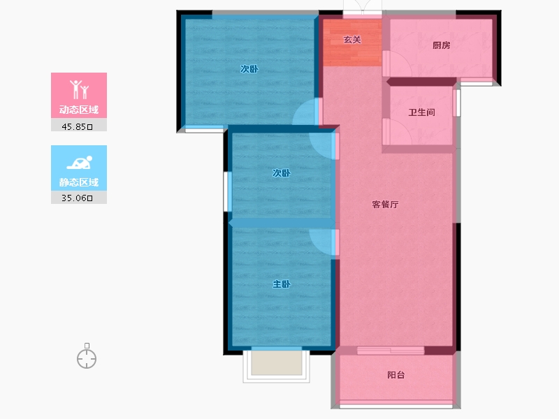 陕西省-宝鸡市-金色米兰-71.23-户型库-动静分区