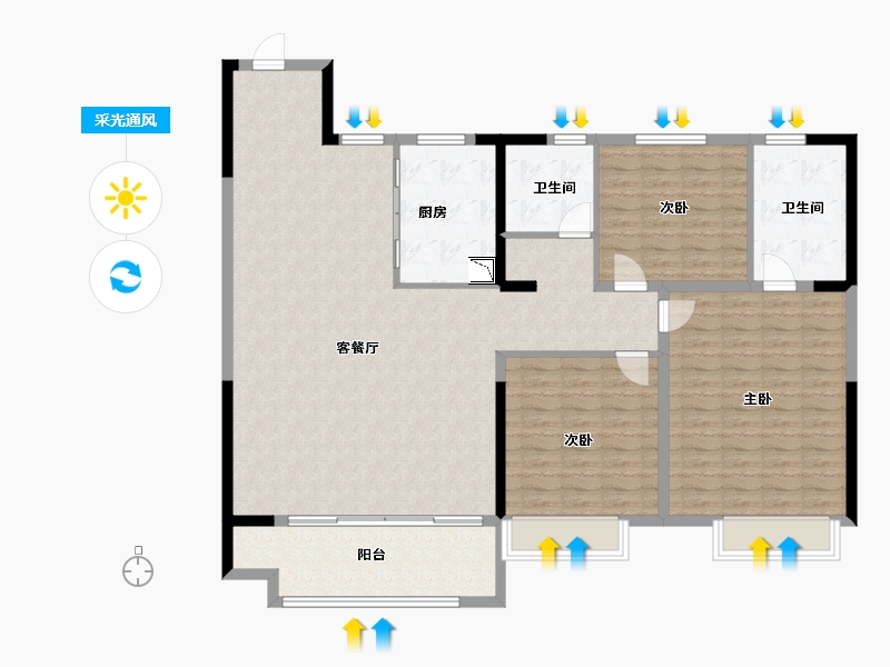 陕西省-榆林市-领航·君宸-141.00-户型库-采光通风