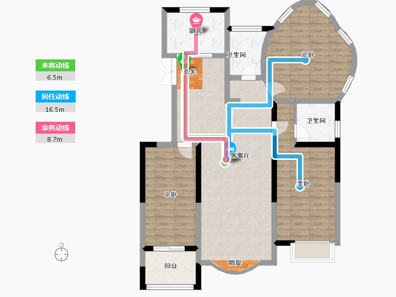 陕西省-宝鸡市-金色米兰-99.97-户型库-动静线