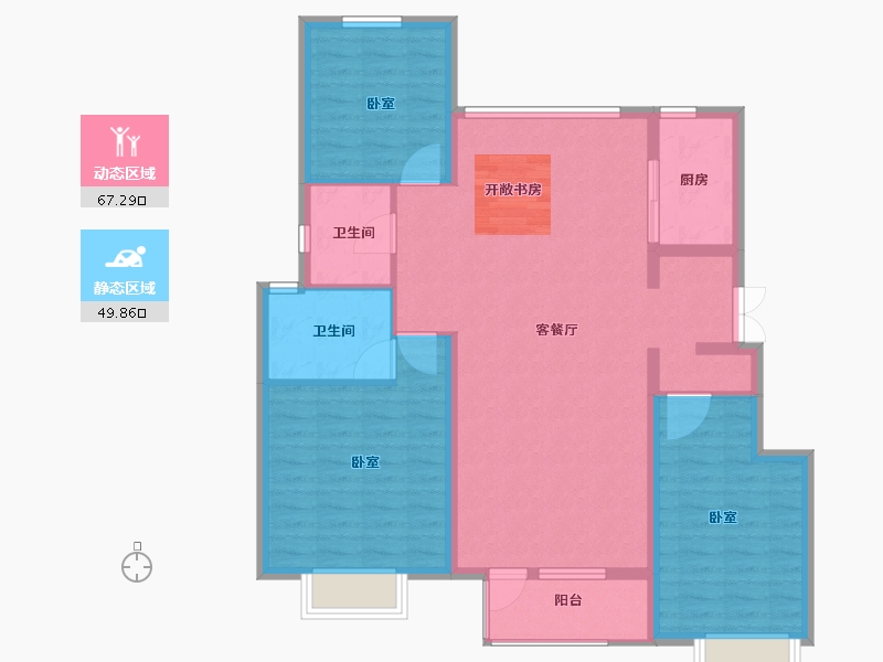 辽宁省-大连市-华润纯海岸-105.99-户型库-动静分区