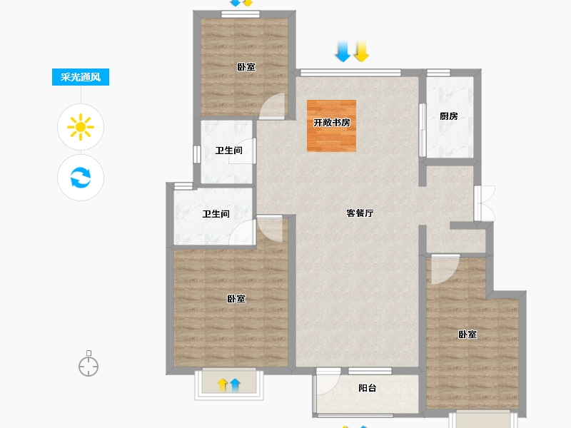 辽宁省-大连市-华润纯海岸-105.99-户型库-采光通风