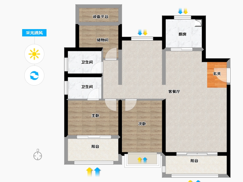 江苏省-南京市-中南上悦花苑-100.00-户型库-采光通风