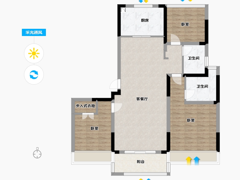 江苏省-苏州市-越秀江南悦府-93.98-户型库-采光通风