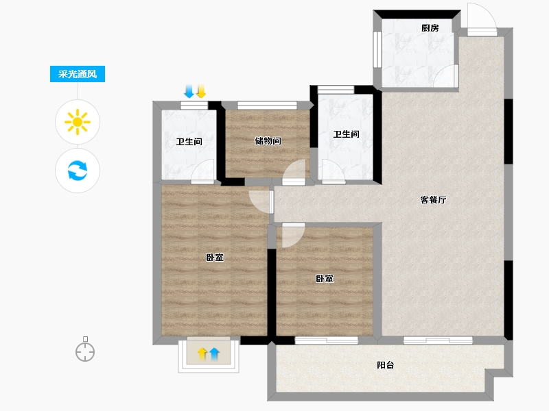 安徽省-宿州市-禾目长安府-84.00-户型库-采光通风