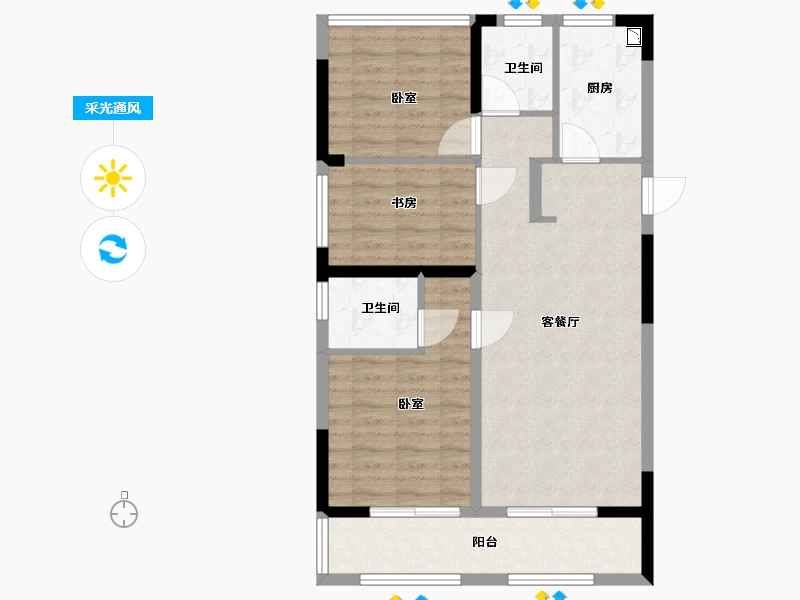 江苏省-苏州市-越秀江南悦府-78.99-户型库-采光通风