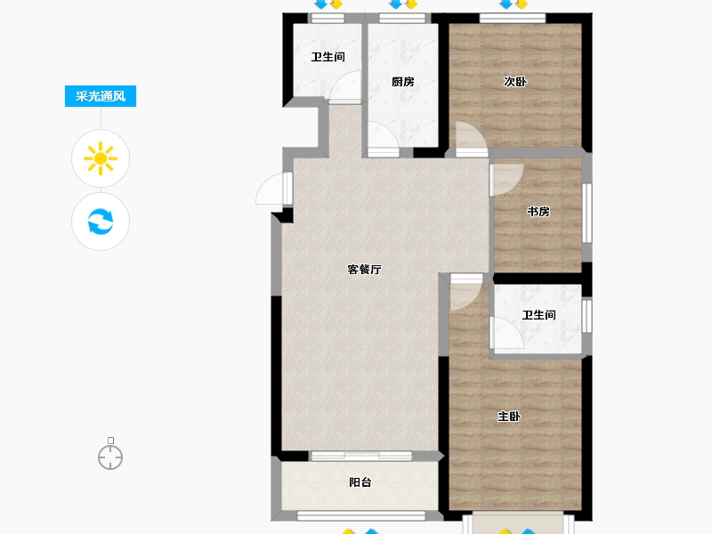 陕西省-榆林市-多丰•水岸绿洲-79.52-户型库-采光通风