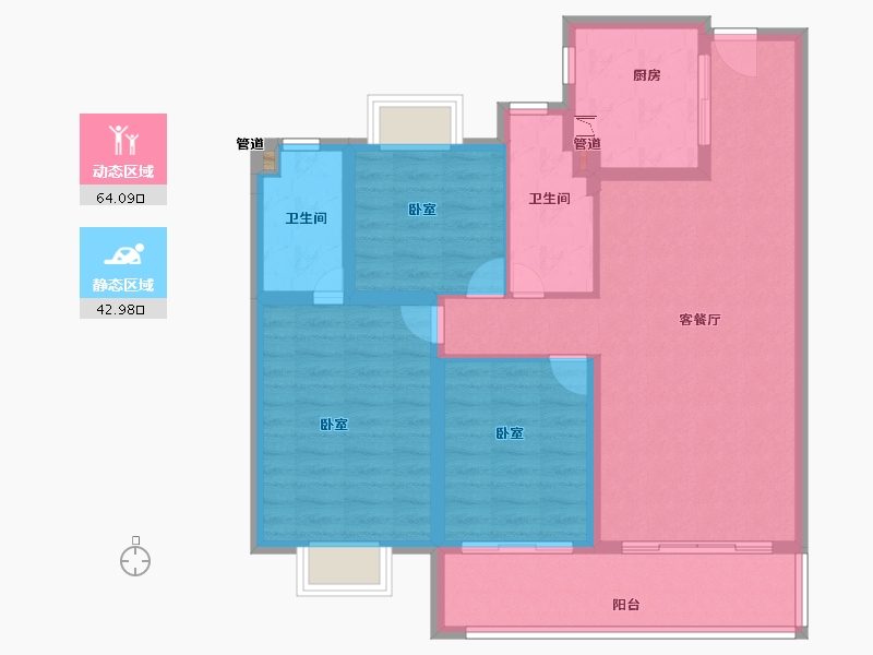 江苏省-无锡市-万科翡翠东方-96.00-户型库-动静分区