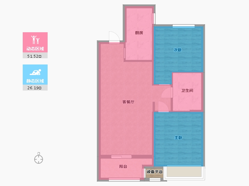 黑龙江省-哈尔滨市-融创建荣·松江宸院-70.40-户型库-动静分区