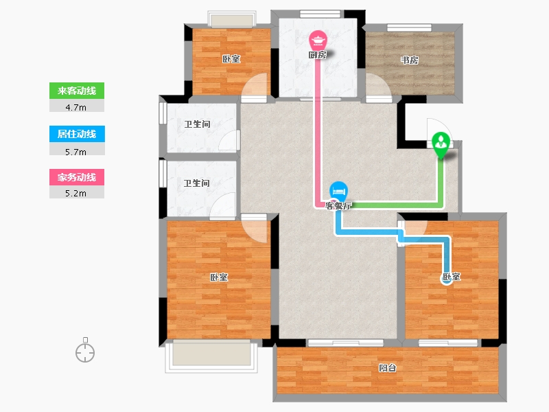 安徽省-宿州市-禾目长安府-102.00-户型库-动静线