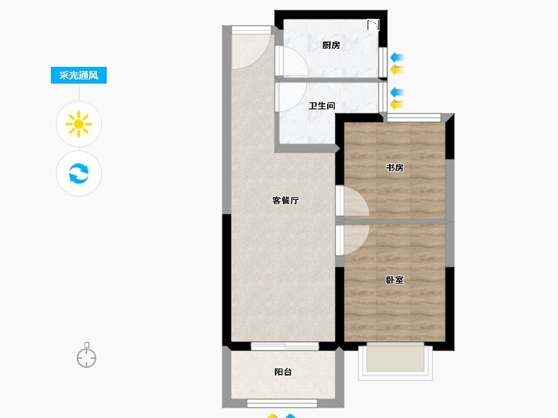 江苏省-苏州市-旭南嘉苑-51.89-户型库-采光通风