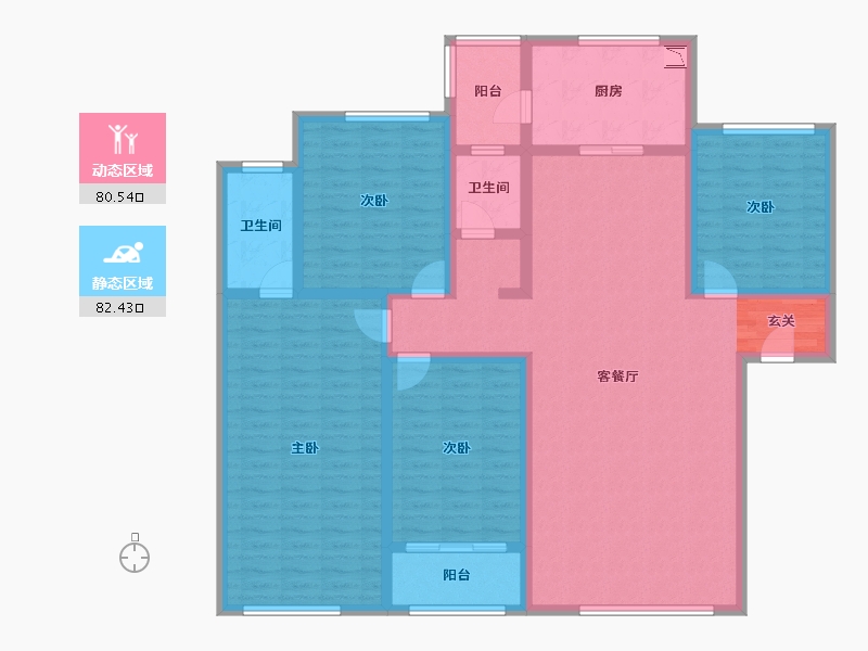 陕西省-宝鸡市-轩苑姜源华府-146.11-户型库-动静分区