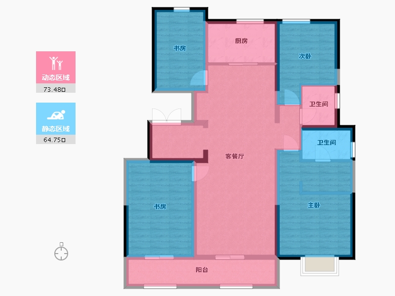 陕西省-西安市-融创西安宸院-123.74-户型库-动静分区