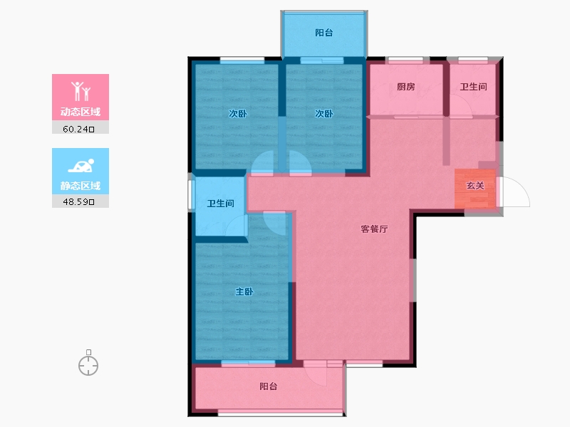 陕西省-宝鸡市-金色米兰-97.01-户型库-动静分区