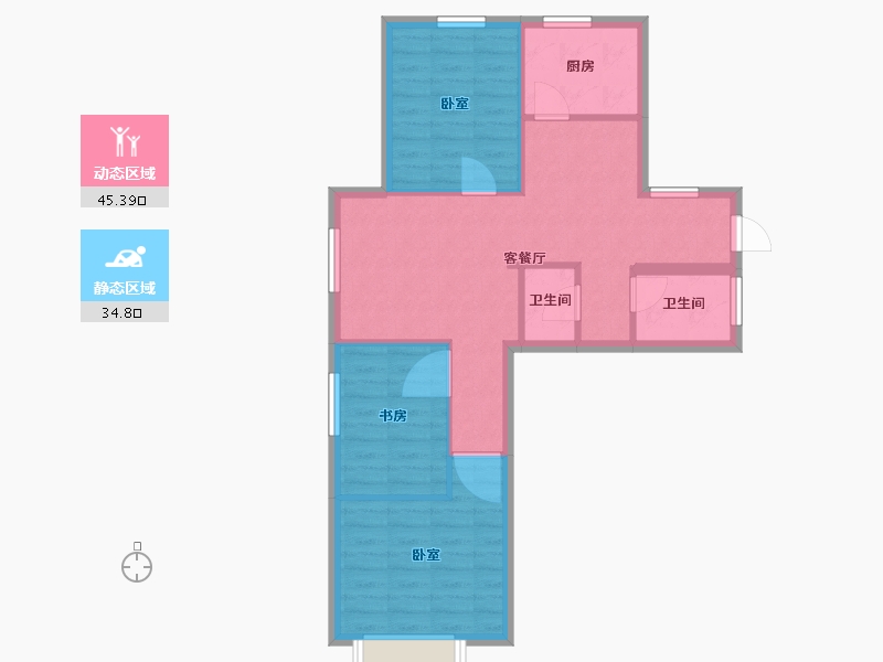 辽宁省-大连市-海创柒贤贡院-72.00-户型库-动静分区