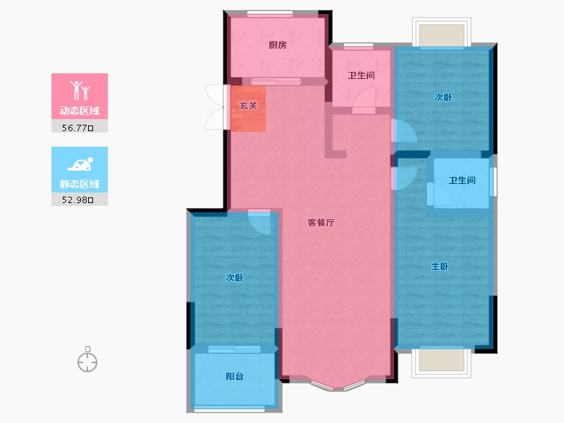 陕西省-宝鸡市-金色米兰-98.00-户型库-动静分区