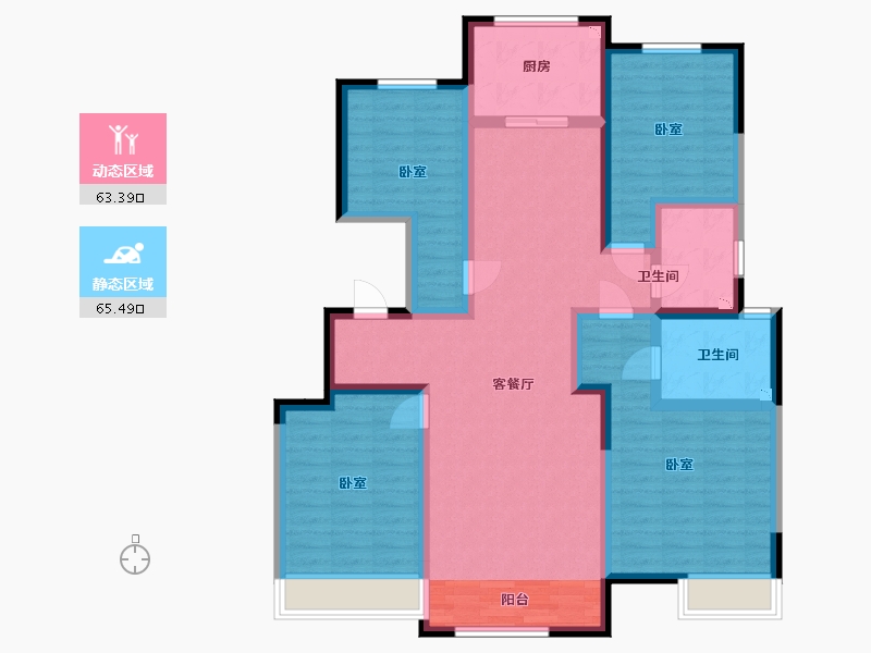 内蒙古自治区-包头市-包头昆区吾悦华府-113.97-户型库-动静分区