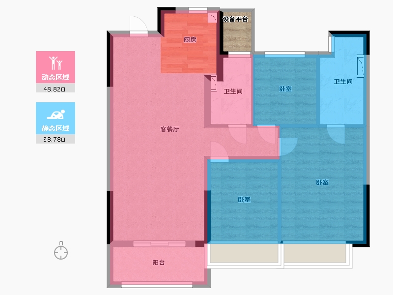 江苏省-苏州市-滨江东原·印江澜-80.00-户型库-动静分区