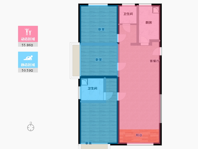 内蒙古自治区-包头市-包头昆区吾悦华府-94.00-户型库-动静分区