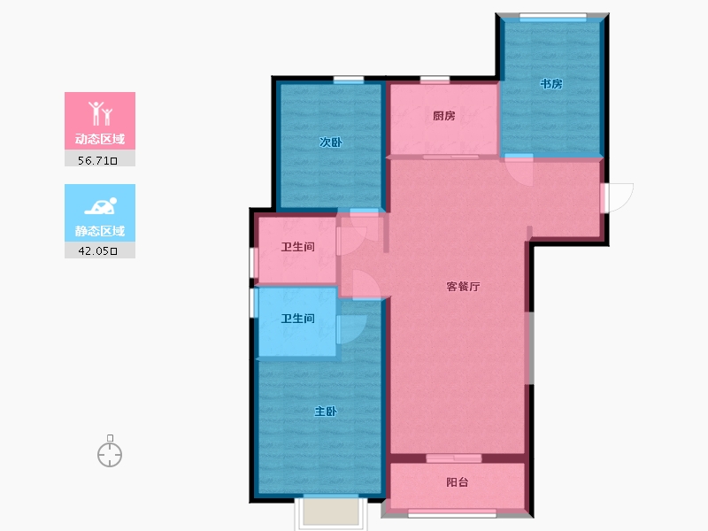 陕西省-西安市-融创西安宸院-88.51-户型库-动静分区