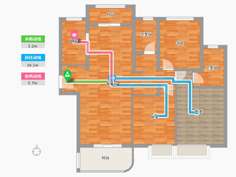 江苏省-南通市-碧桂园御湖半岛-103.54-户型库-动静线