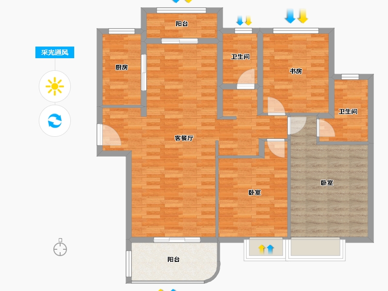 江苏省-南通市-碧桂园御湖半岛-103.54-户型库-采光通风