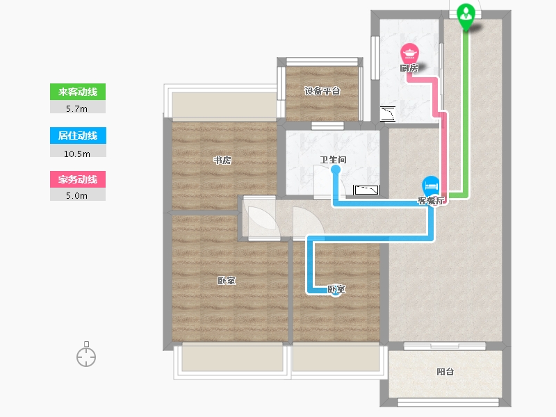 江苏省-苏州市-上城时光-76.00-户型库-动静线