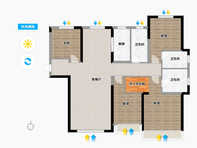 甘肃省-兰州市-保利领秀山-131.98-户型库-采光通风