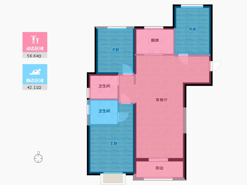 陕西省-西安市-融创西安宸院-88.56-户型库-动静分区