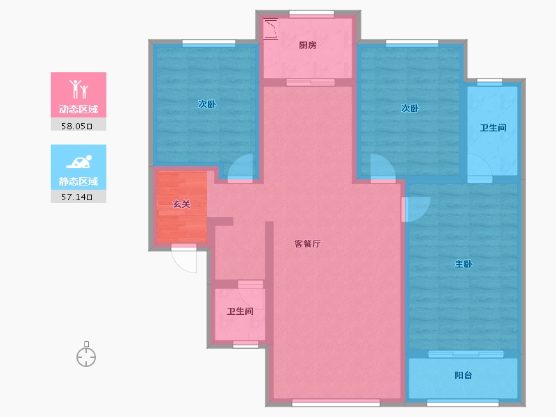 陕西省-宝鸡市-轩苑姜源华府-102.10-户型库-动静分区