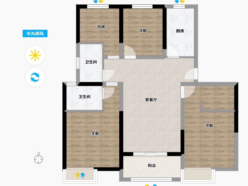 江苏省-盐城市-锦尚花城-97.27-户型库-采光通风