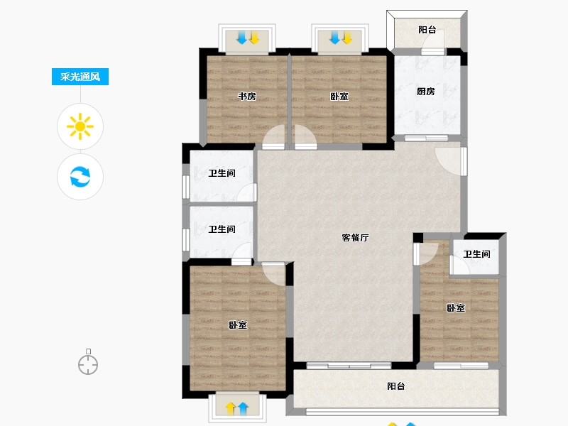 云南省-楚雄彝族自治州-安太·翡翠公园-115.34-户型库-采光通风