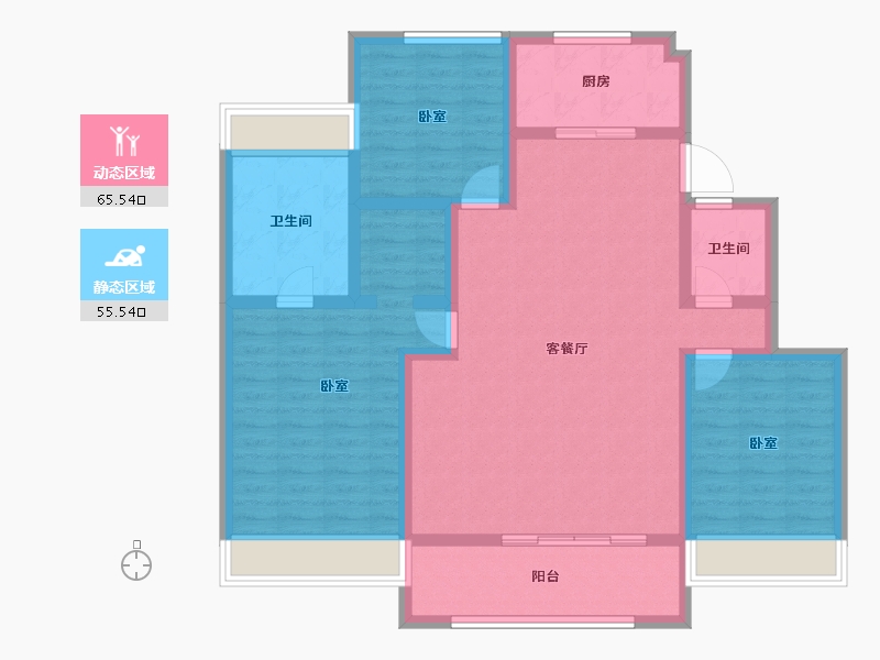 江苏省-苏州市-翡翠四季-108.19-户型库-动静分区