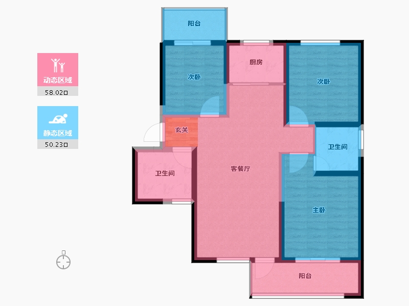 陕西省-宝鸡市-金色米兰-97.01-户型库-动静分区