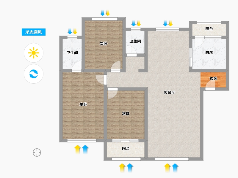 陕西省-宝鸡市-轩苑姜源华府-114.35-户型库-采光通风