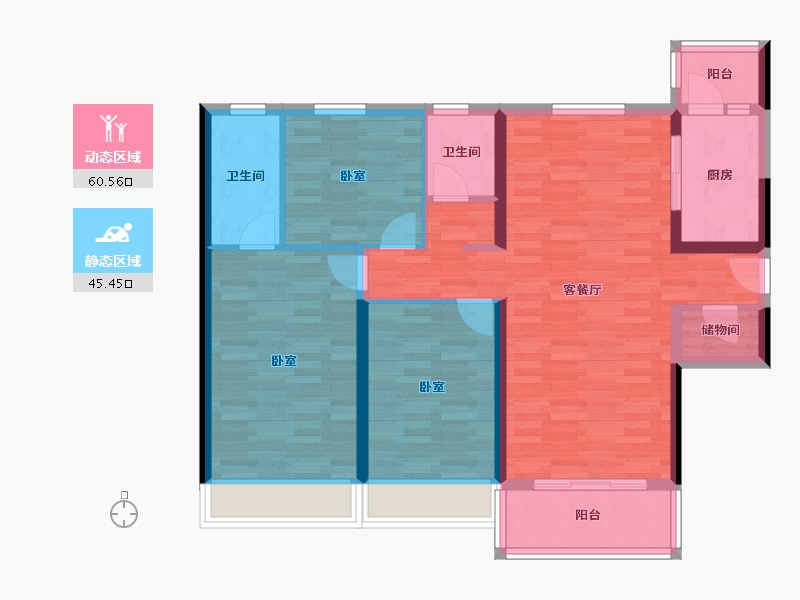 江苏省-南通市-碧桂园御湖半岛-94.78-户型库-动静分区