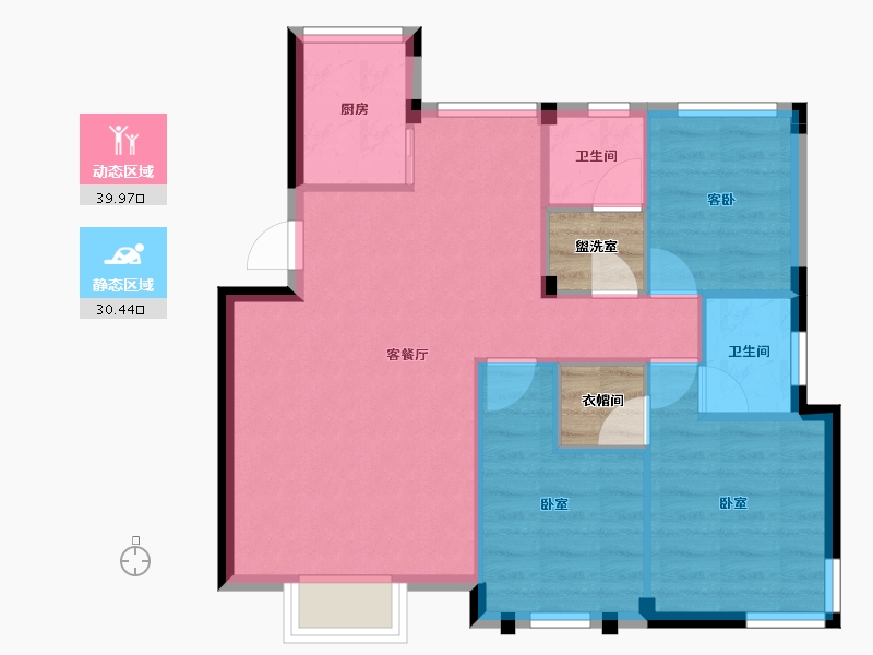 辽宁省-大连市-福佳荣郡-67.35-户型库-动静分区